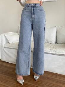 DAZY Women's Casual Distressed Wide Leg Jeans