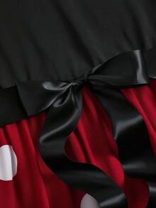 SHEIN Clasi Plus Size Women V-Neck Long Sleeve Polka Dot Printed Elegant Dress For New Year Clothes Maxi Women Outfit