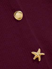 Franclia 女士时尚长袖套头针织连衣裙，百搭优雅，适合春秋季节 - 酒紅色 - 查看 8