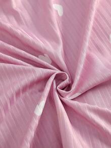 Sparklyn 2pcs Girls Ribbed Fabric Casual Comfortable Pajama Set, Long Pants And Long Sleeve Top - Pink - View 8