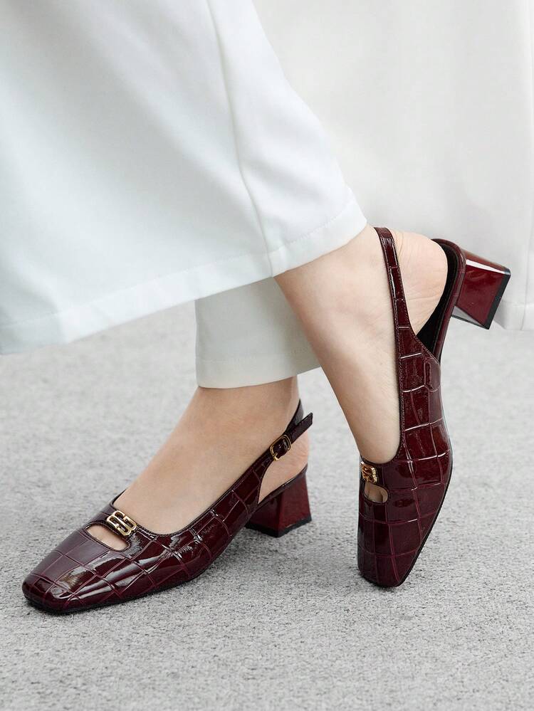CUCCOO BIZCHIC Women's Metal Buckle Chunky Heel Casual/Office Commute Shoes Spring Shoes