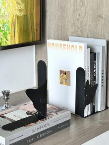 Muroi Mono 2pcs Iron Cat Shaped Bookends, Heavy Duty Metal Desk Bookends With Whimsical Cat Design, Decorative Bookends With Rounded Corners, Book Clamps, For Office, Library, Bookshelf Desk Decor - Black - View 5