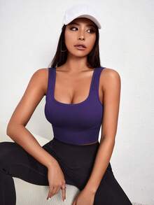 Core Rhythm Sutien sport cu imprimeu nervurat, fără cusături, pentru femei, culoare uni