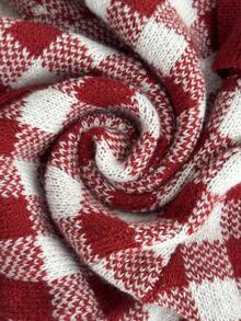 Souflis Souflis 少女格子长袖毛衣和百褶针织裙休闲套装，秋冬 - 酒紅色 - 查看 6