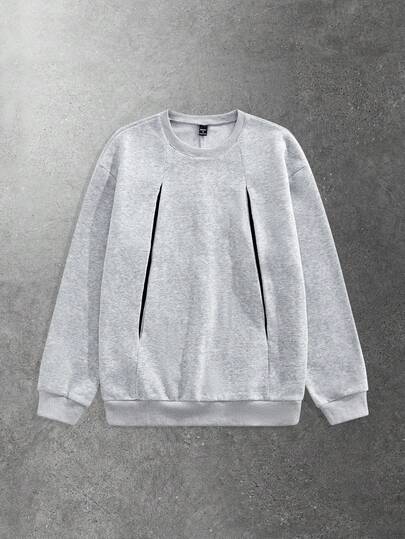 Street Life Men's Casual Distressed Crew Neck Pullover Sweatshirt