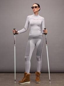 Activina Mallas de base de compresión para deportes de esquí al aire libre en invierno - Blanco Crema - Ver 6