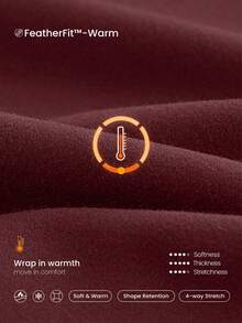 GLOWMODE 35" FeatherFit™-Warm HeatFlow Soft Warm Chill Stretchy High-Rise Waist Flare Leggings Low-Impact Yoga Pilates Studio Daily Casual  Spring Summer - 酒紅色 - 查看 5