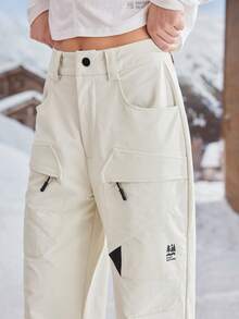 SHEIN In My Nature 女式直筒宽松徒步裤，带口袋和拉链设计 - 杏色 - 查看 6