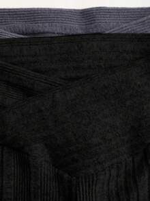 Sweetra 2 件套秋冬弹力修身瑜伽 V 腰针织浅灰色和深灰色紧身裤，高腰天鹅绒紧身裤女 - 彩色 - 查看 4