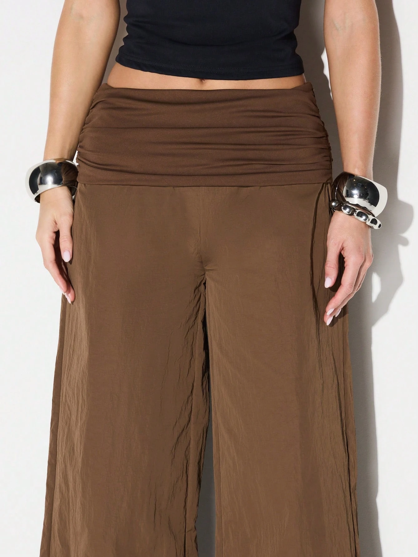 KIZN Palazzo-Hose mit weitem Bein und Jersey-Bund