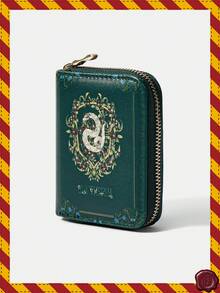 HARRY POTTER X SHEIN 1Pc Leaf Wreath Snake Design Minimalist Style Zip Coin Wallet, Suitable For Women. - Multicolor - View 2