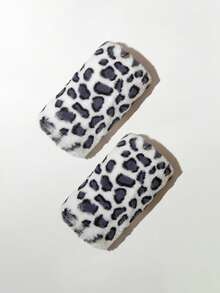 ROMWE Kawaii 1 Pair Leopard Print Fingerless Gloves, Warm - Black and White - View 2