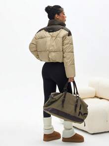 SHEIN Dewbera 2520 Apricot Thickened Short PU Down Padded Coat - Apricot - View 3