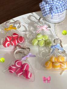 Joivida INS风包包，网球钥匙扣，小众可爱少女蝴蝶结包饰，汽车挂饰，圣诞节，情人节 - 彩色 - 查看 4