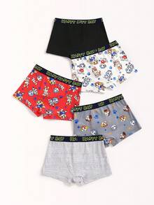 5件套 男童卡通印花舒适时尚平角内裤 - 彩色 - 查看 2
