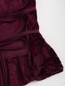 Sweetra Women's New Sexy Velvet Ruched Halter Neck Backless Tie Strap Ruffle Hem Sleeveless Camisole Top