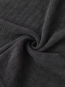 Manfinity Dauomo 男士休闲日常通勤简约纯色落肩宽松翻领长袖 T 恤，春/秋 - 深灰色 - 查看 6