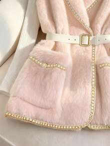 Franclia Nuevo chaleco de mujer de piel sintética de moda para otoño/invierno - Rosa Pálido - Ver 4