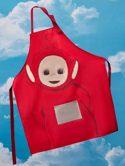 Teletubbies X SHEIN 1 st sött PO köksförkläde, bakförkläde, rött förkläde, sött förkläde, S/M två storlekar, lämplig för vuxna och barn, föräldra-barn-förkläde