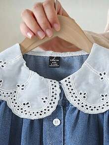 SHEIN 2件套女婴休闲乡村风彼得潘领牛仔套装，秋冬