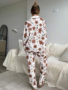 Aloruh Christmas Pajamas Women's Autumn/Winter New Gingerbread Print Long Sleeve Shirt & Pants 2 Pieces Pajama Set, Suitable For Home, Family Gathering, Christmas Shirt And Pants Set Christmas Pajamas Gingerbread Print Pajamas Women Pajama Set Cozy Fall And Winter Clothes For Women Winter Clothes Winter Clothes For Women Women's Winter Clothes Women Pajama Sets For Women Two Pieces Set For Women - Multicolor - View 3