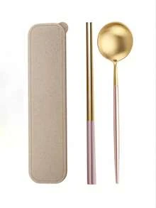 1PC/Hộp đựng nĩa, thìa, đũa và dao kéo thời trang, Hộp đựng nĩa, dao kéo du lịch di động cho học sinh, Hộp đựng bộ đũa ăn uống du lịch, Hộp đựng nĩa, thìa, đũa, dao kéo có thể tái sử dụng, Chất liệu tuyệt vời, di động - Nhiều màu - Xem 6