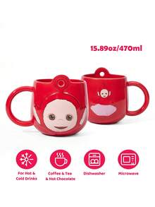 Teletubbies X SHEIN 1pc 15.89oz/470ml Dialogue Pattern Printed Ceramic Mug, Cold And Heat Resistant, Microwave And Dishwasher , Suitable For Water, Milk, Juice, Coffee, Cute, Po, Dance
