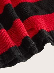 SHEIN EZwear Striped Vintage Style Bell Sleeve Sweater In Fall/Winter - Multicolor - View 6