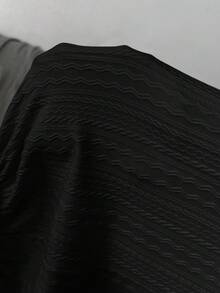 SHEIN 孕妇纯色圆领长袖荷叶边下摆休闲连衣裙 - 黑色 - 查看 4