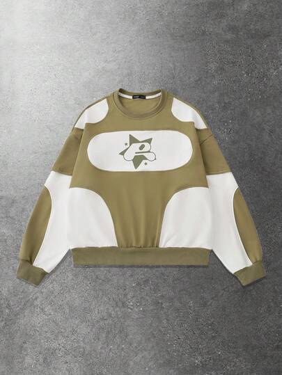 Street Life Felpa oversize da uomo con patchwork e colori a contrasto