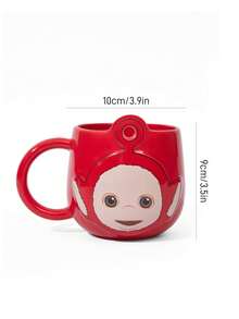 Teletubbies X SHEIN 1pc 15.89oz/470ml Dialogue Pattern Printed Ceramic Mug, Cold And Heat Resistant, Microwave And Dishwasher , Suitable For Water, Milk, Juice, Coffee, Cute, Po, Dance