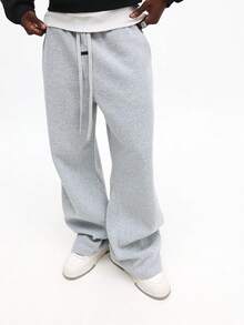 SUMWON Essential Flare Fit Joggers 束腰阔腿裤，侧边口袋设计，休闲舒适，纯色款 - 灰色 - 查看 1