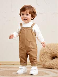 男婴可爱灯芯绒吊带裤，百搭秋冬 - 駝色 - 查看 10