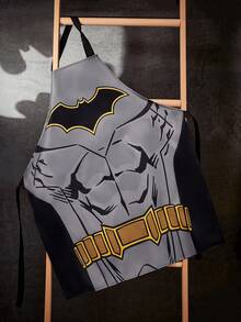 BATMAN X SHEIN 1件装 Cos 围裙，经典黑色图案，防水防油材质，舒适柔软，厨房烘焙必备，男女皆宜 - 黑色 - 查看 5