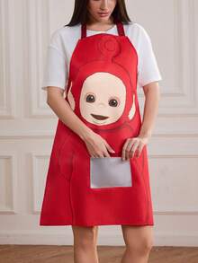 Teletubbies X SHEIN 1Pc Cute PO Kitchen Apron, Baking Apron, Red Apron, Cute Apron, S/M Two Sizes, Suitable For Adults And Children, Parent-Child Apron