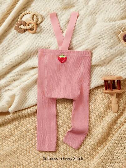 Cozy Pixies 1 Pack Of Baby And Children's Shoulder Straps, Pantyhose, Strawberry Cute Embroidery Pattern, Can Be Worn Outdoors