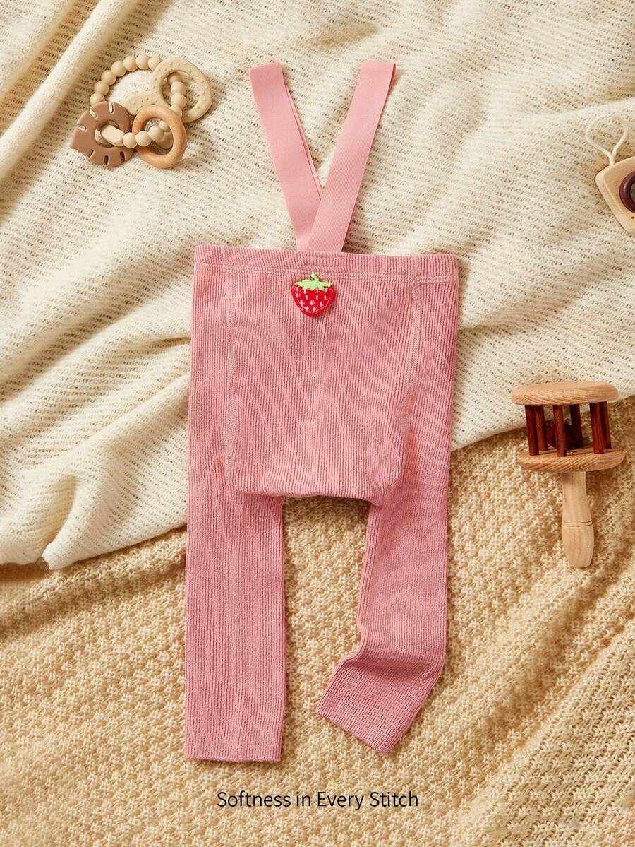Cozy Pixies 1 Pack Of Baby And Children's Shoulder Straps, Pantyhose, Strawberry Cute Embroidery Pattern, Can Be Worn Outdoors - Pink - View 1