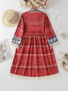 Breezaya Women's V-Neck Loose Casual Tassel Mini Dress