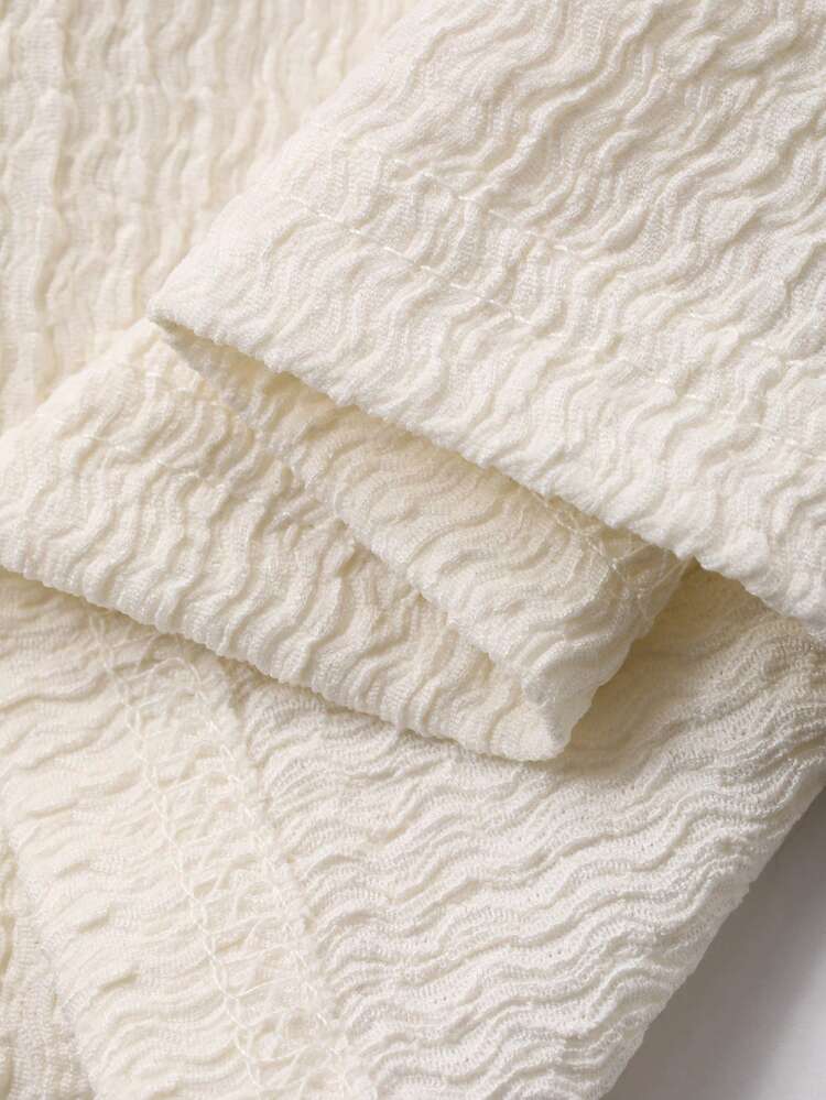 Women's Casual Solid Color Tie-Up Knit Long Sleeve T-Shirt, Autumn/Winter