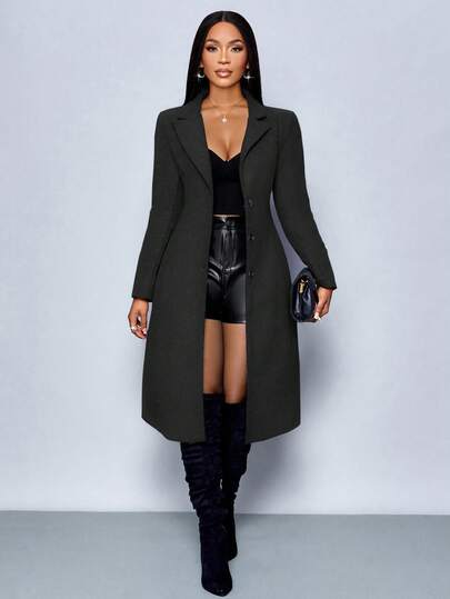 SOLERSUN Winter Women's Elegant Sexy New Year's Party Christmas Winter Jacket Warm Long Nizi Blazer Professional Commuting Waist Fit Winter Jacket Thanksgiving Women's Clothing Mid-Length Coat