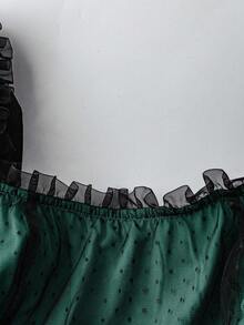 Sweetra 大码女式方领泡泡袖优雅高端浪漫法式长裙 - 綠色 - 查看 5