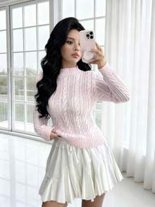Rafferiza Women's Basic Fringe Design Sexy Sweater - Pink - View 1