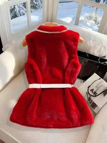 Franclia 新款秋冬时尚女士仿皮草背心 - 紅色 - 查看 2