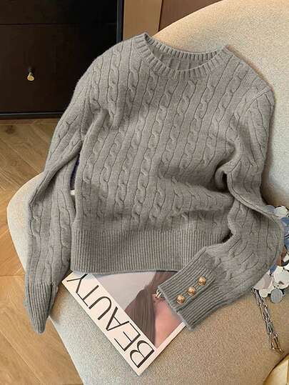 Airaco Women's Casual Solid Color Sweater, Autumn/Winter