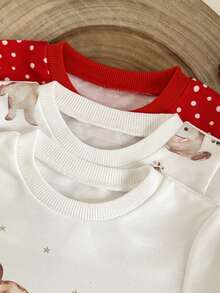 SHEIN 6pcs Baby Girls Cute Bear Print Long Sleeve Sweatshirt And Pants Set, Autumn/Winter - Multicolor - View 5