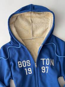 INAWLY New Letter Embroidery Casual College Style Fashion Comfortable Women Jacket Sweatshirt - Blue - View 4