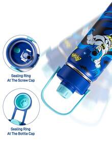 BATMAN X SHEIN 16 盎司/500 毫升不锈钢隔热防漏带盖，男孩和女孩均可轻松使用，非常适合露营和学校使用。 - 藍色 - 查看 4