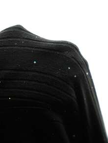 MaterniChic Pregnant Women's Elegant Black Glitter Off Shoulder Long Sleeve Jumpsuit For Autumn,Formal Evening Party & Baby Shower Maternity Jumpsuits - Black - View 7