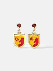 HARRY POTTER X SHEIN 一对橙色水钻复古吊坠耳环 - 彩色 - 查看 3