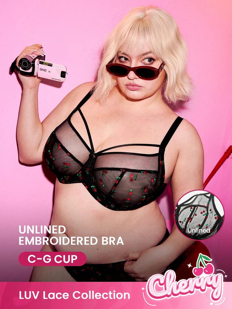 Plus Unlined Full Coverage Side Support Mesh Bra